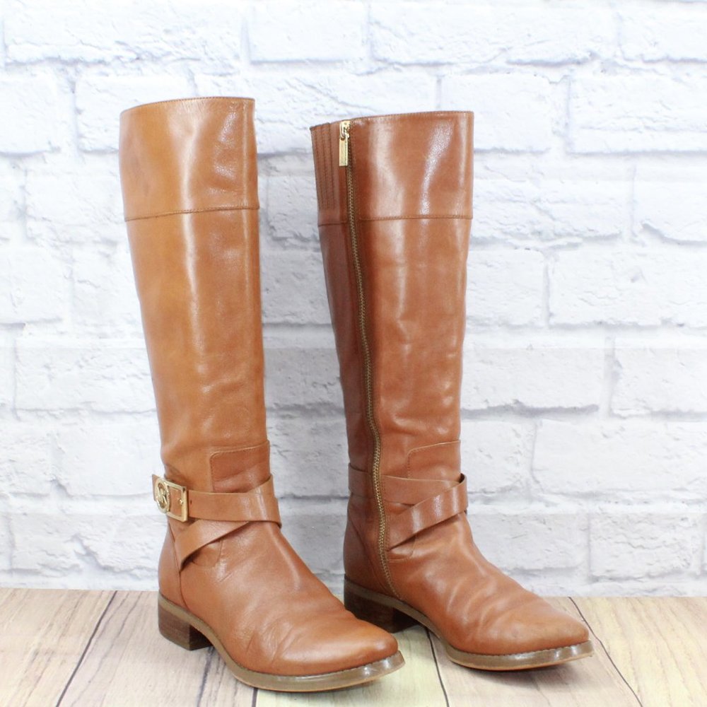 Michael Kors St15h Brown Zip-up Knee High Lined Leather Boots Size 6.5 M - Picture 3 of 13